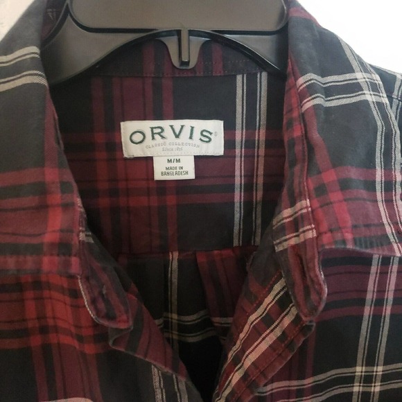 Orvis Classic Collection Long Sleeve Pocket Plaid Button Down Shirt Mens Medium - Picture 2 of 8